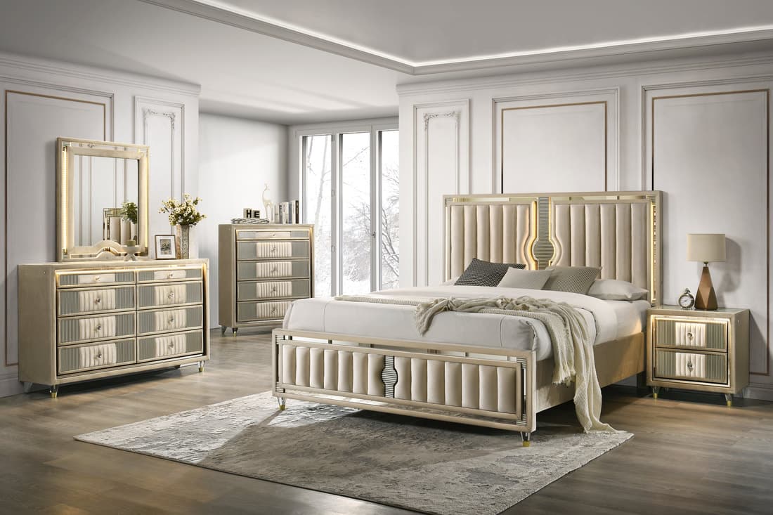 Venetian 4pc or 5pc Platform Bedroom Set - Queen, King | image 2