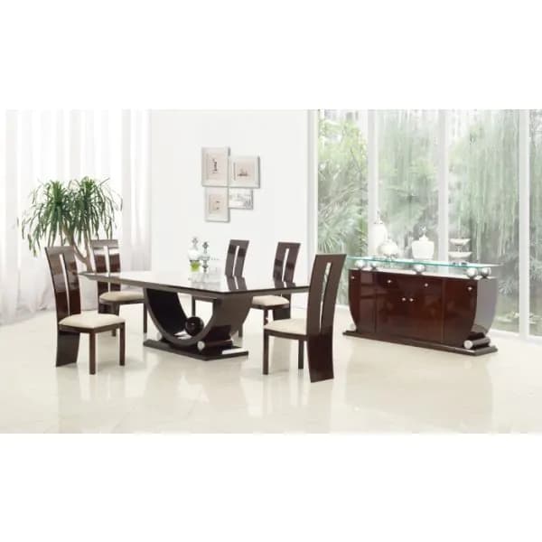 Horbury Contemporary Dining Room Set in Dark Brown Lacquer | image 1