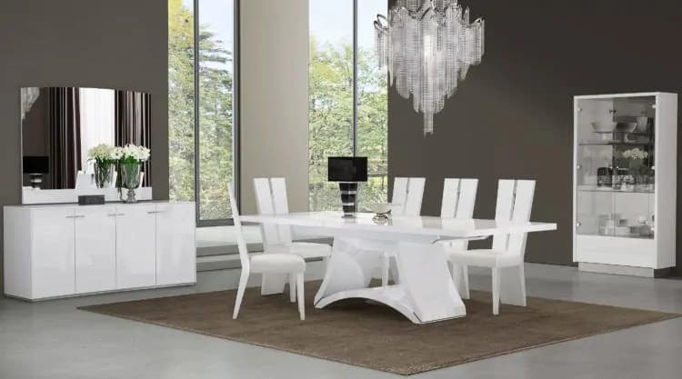 Dewsbury Contemporary Dining Room Set in White Lacquer | image 1